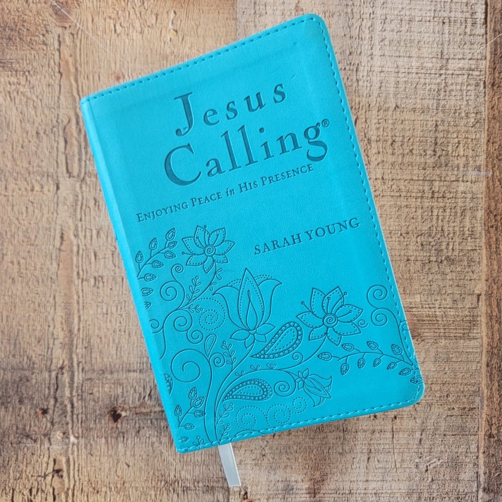 Jesus Calling by Sarah Young in Teal Leatherbound Cover